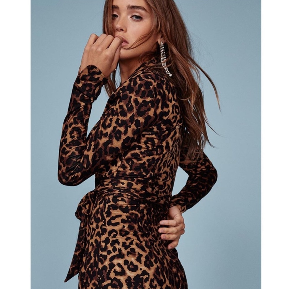 Reformation Leopard Print Wrap Dress